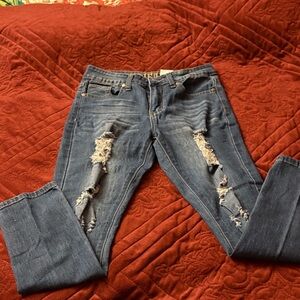 VIP Blue Distressed Women Jeans